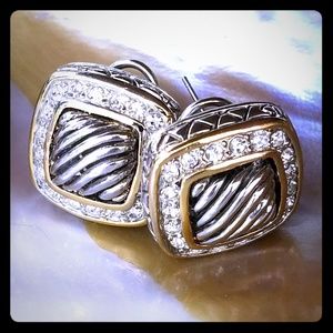 Faux David Yurman - Sterling Silver CZ Earrings -